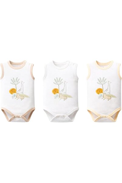 GENERAL Luno Giraffe Bodysuit Set,3-Pack,Tank,100% Cotton,12-18M