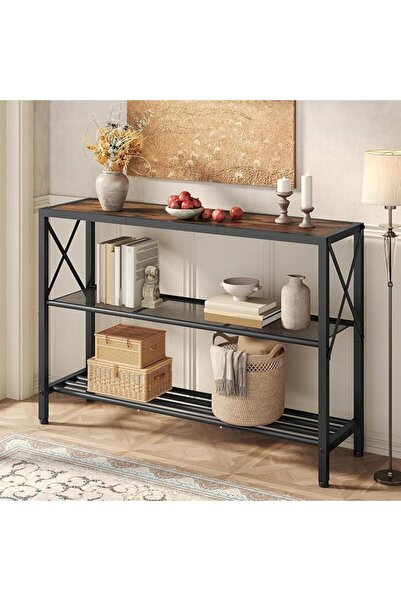 GENERAL Hoctieon Industrial Console Table, 3 Tier Entryway Table, Hallway, Na...