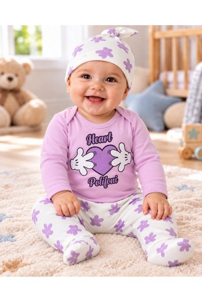 KAMİKAM Triple combed cotton baby suit