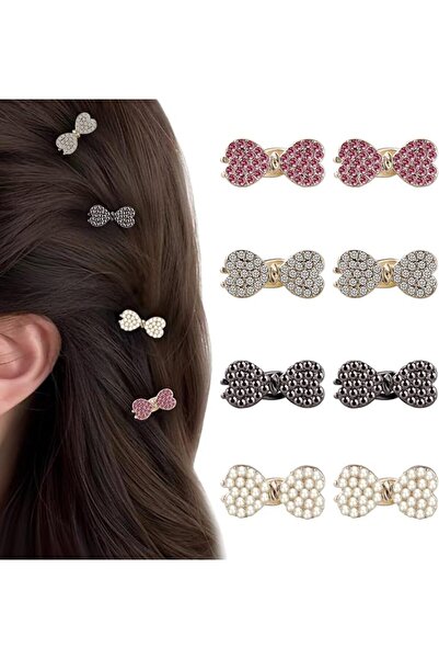 GENERAL Mini Rhinestone Bow Hair Clips,8Pcs Cute Tiny Glitter Metal Bow Duck ...