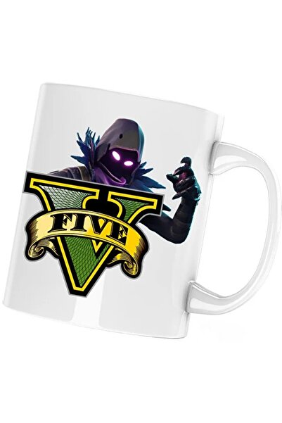 INOVATIX Чаша Raven Fortnite GTA V Skin, бяла, 330 мл