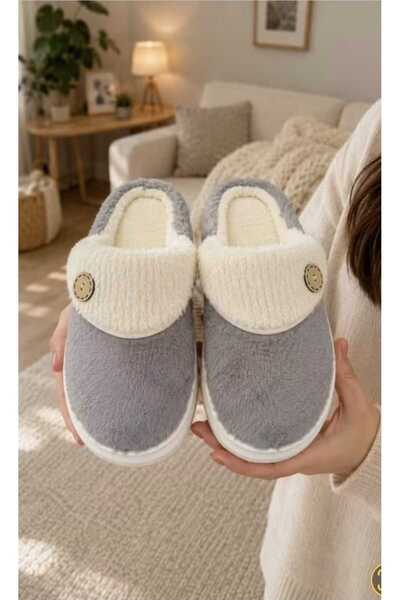W-Luvion Women's Button Detailed, Soft, Plush, Washable Home Slippers, High T...