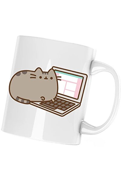 INOVATIX Cana Pusheen Cat Laptop Plush Ziua Îndrăgostiților, albă, 330 ml