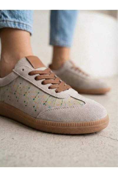 Venüs Women's Genuine Leather Suede Patterned Sneaker Shoes 2609922K