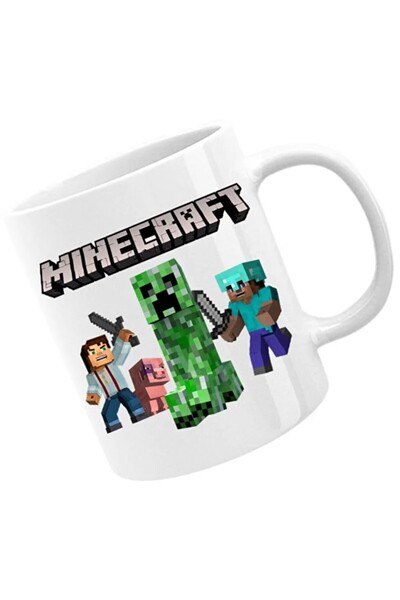 INOVATIX Cana Minecraft Steve Creeper Explode Logo Loot, albă, 330 ml