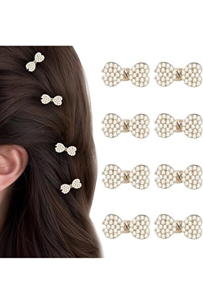 GENERAL Mini Rhinestone Bow Hair Clips,8Pcs Cute Tiny Glitter Metal Bow Duck ...