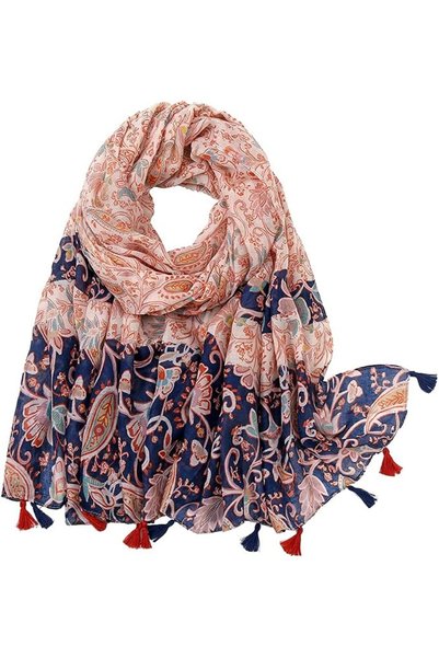 Yeieeo Boho Scarf for Women Lightweight Floral Printed Scarf Fall Winter Fash...