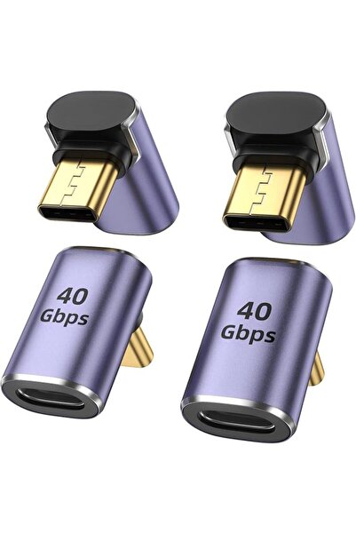 Another30 4 Pack USB C Right Angle Adapter, USB C 90 Degree Adapter with 8K 6...
