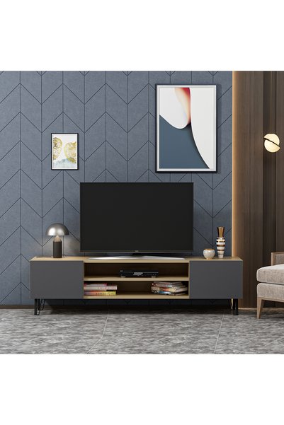 lagomood AY Bloom Tv Ünitesi Meşe Antrasit