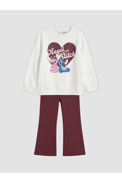 LC Waikiki Vision New Season Burgundy Lilo & Printed Girls' Set