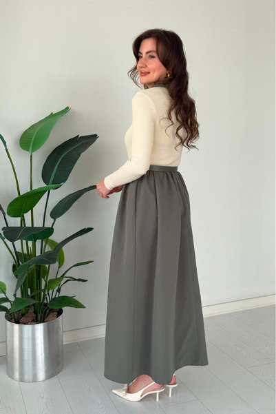 MaziButik Polo Yaka Eteği Poplin Elbise