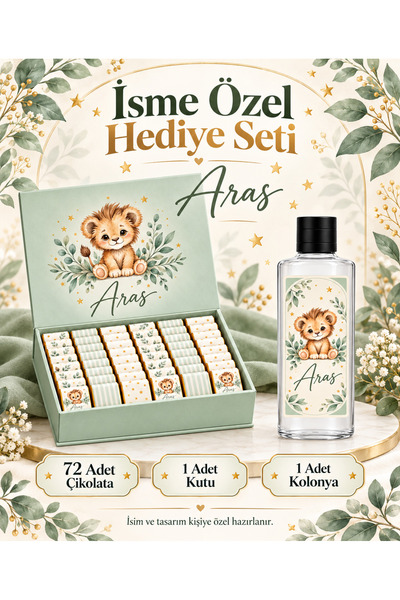 Kişisel İsimli Kutulu Yeni Doğan Bebek Çikolatası ( Kolonya Hediyeli )