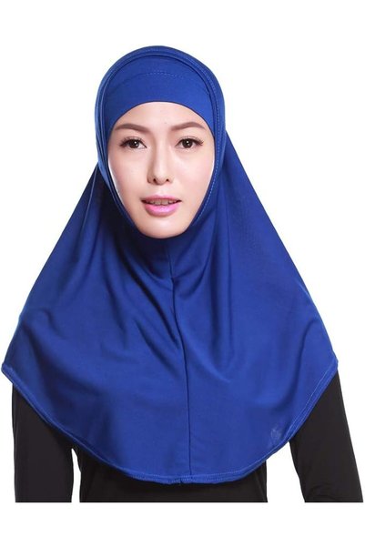 BaronHong طقم حجاب نسائي من قطعتين: قبعة داخلية ووشاح خارجي (أزرق، مقاس M)