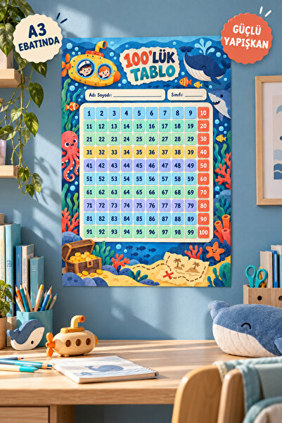 Generic Brand 100 Number Chart A3 Size Children's Turkish Educational Sticker...