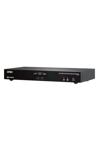 Aten Comutator KVM cu 2 porturi 4K HDMI Dual-View cu hub audio și USB 3.0, 40...