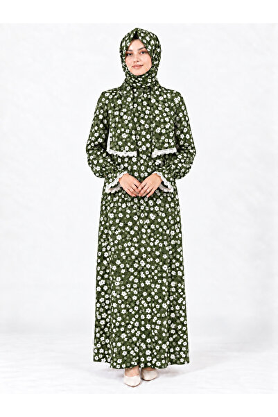 AKPİYYER Viscose Cotton Self-Shalied Full-Length Zippered Practical Prayer Dr...