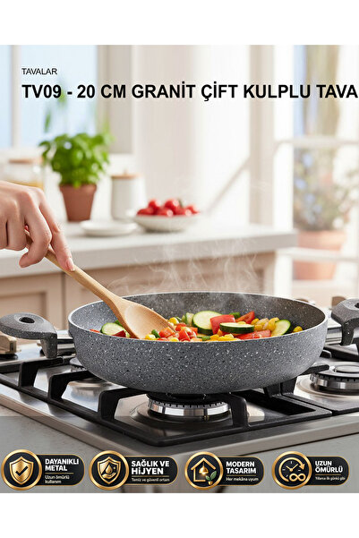 nilşah 20 cm Granite Pan with Double Handles