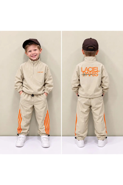Laciel Prs KAYLO Erkek Çocuk Kapüşonsuz Eşofman Takımı – Fermuarlı Sweatshirt...