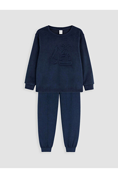 LC Waikiki Rmz Gi̇yi̇m Farkiyla Zero Roba Collar Velvet Boys' Pajama Set