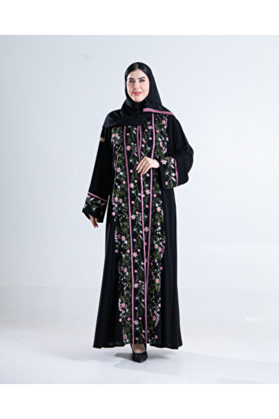 aljmal alraqi abaya عباية سيلا بقماش كريب ملكي بتطريز ورد