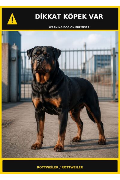 Ti Play Dikkat Köpek Var Rottweiler Görselli PVC Uyarı Levhası 35x50CM