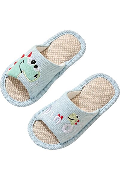 Generic Kids Cartoon Dinosaur Linen Slippers Unisex Open Toe Non-Slip Indoor ...