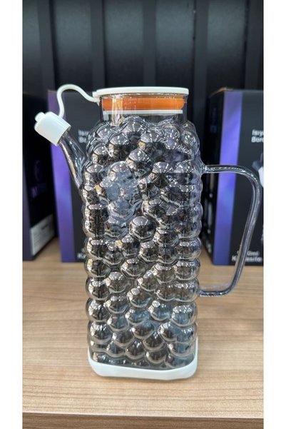abenim 1000 ml Borosilikat Cam Kabarcıklı bubble tasarımlı, kulplu BEYAZ kapa...