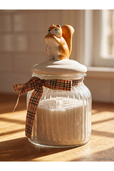 LC Waikiki Rmz Gi̇yi̇m Farki̇yla Squirrel Figured Storage Container Jar 600 ml
