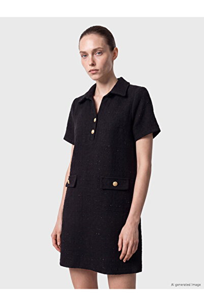 LC Waikiki Rmz Gi̇yi̇m Farkiyla Shirt Roba Collar Glitter Mini Dress