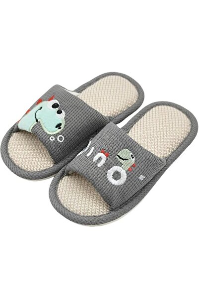 Generic Kids Cartoon Dinosaur Linen Slippers Unisex Open Toe Non-Slip Indoor ...