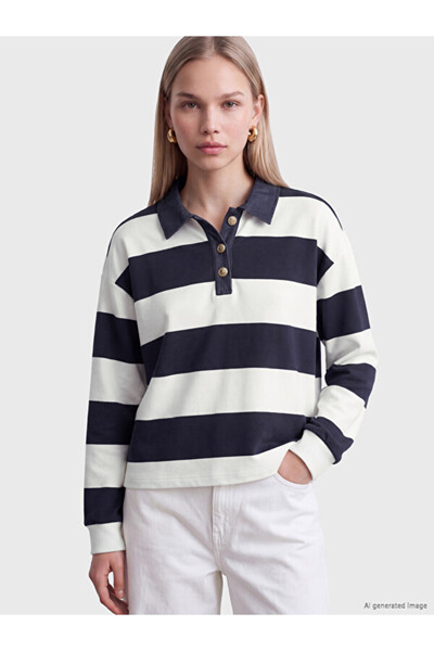 LC Waikiki Rmz Gi̇yi̇m Farkiyla Devrik Roba Collar Striped Women's Sweatshirt