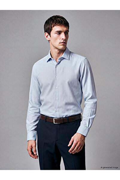 LC Waikiki Rmz Gi̇yi̇m Farkiyla Slim Fit Dobby Men's Shirt