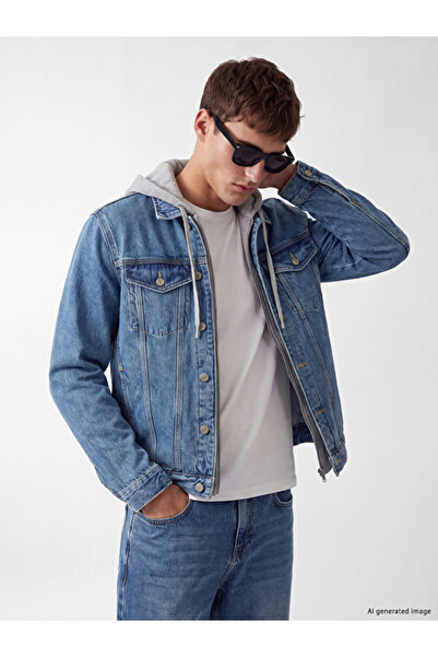 LC Waikiki Rmz Gi̇yi̇m Farkiyla Standard Fit Hooded Jean Jacket