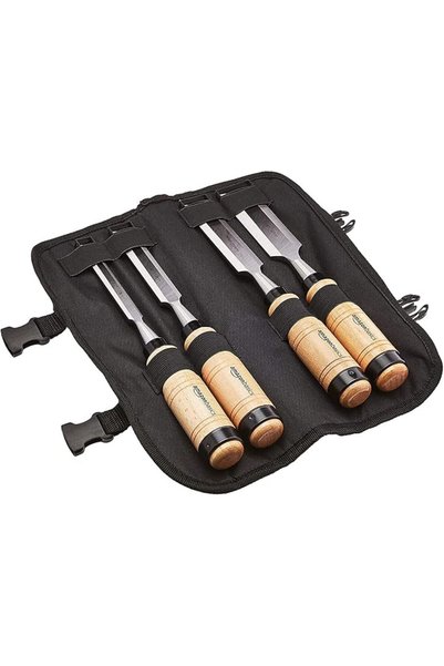Amazon basics 4-Piece Chrome Vanadium Steel Wood Chisel Set, 1/2-Inch to 1-1/...