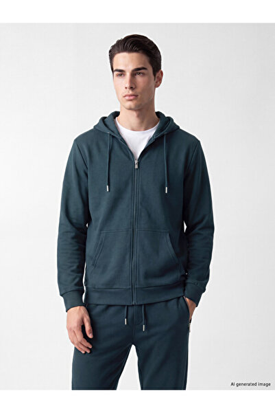 LC Waikiki Rmz Gi̇yi̇m Farkiyla Hooded Men's Zipper Sweatshirt