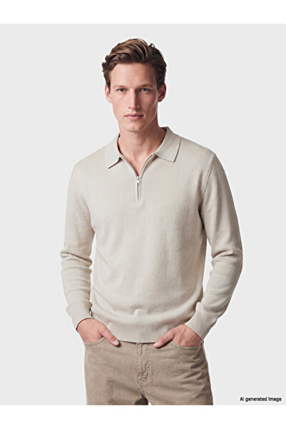 LC Waikiki Rmz Gi̇yi̇m Farkiyla Devrik Roba Collar Men's Knitwear Sweater