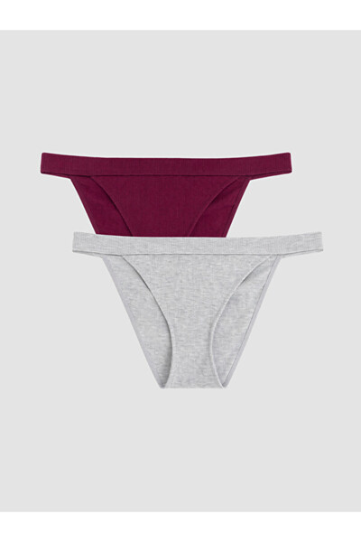 LC Waikiki Rmz Gi̇yi̇m Farkiyla Flat Bikini Panties 2-Pack