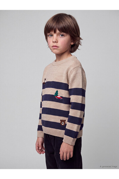 LC Waikiki Rmz Gi̇yi̇m Farkiyla Zero Roba Collar Boys' Knitwear Sweater