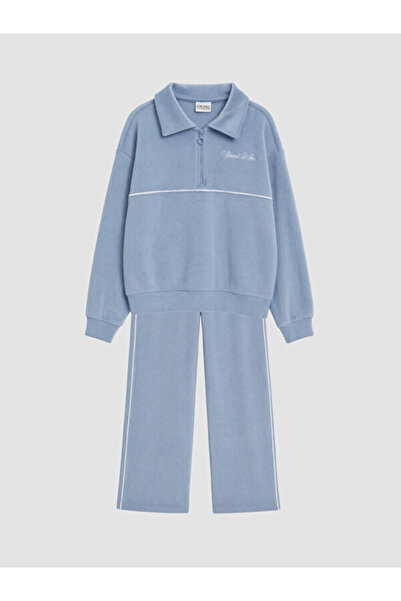 LC Waikiki Rmz Gi̇yi̇m Farkiyla Embroidered Velvet Girls' Set