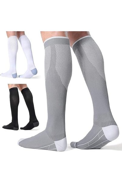 Yelajoy 3 Pairs Compression Socks for Men and Women 20-30 mmHg Running Suppor...