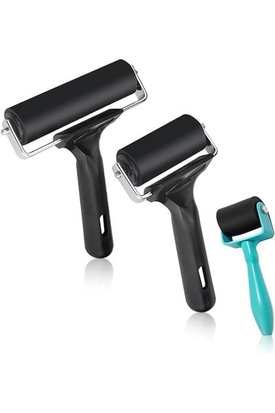 EXCEFORE Rubber Brayer Rollers Multi-Size Soft Grip Ink Applicators for Craft...