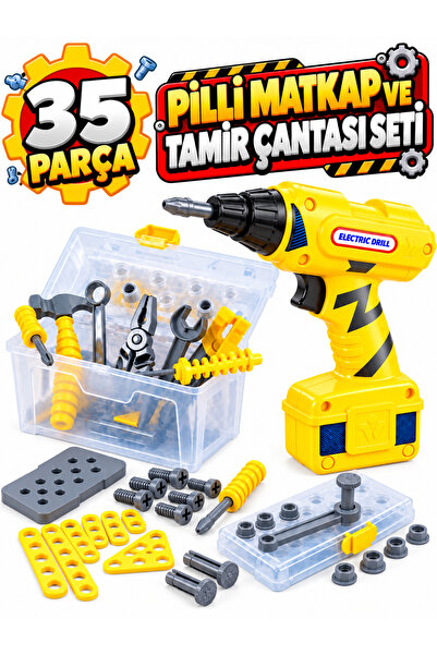 a v d a 35 Parça Pilli Matkap ve Tamir Çantası Seti Oyuncak Alet ve El Tamir ...