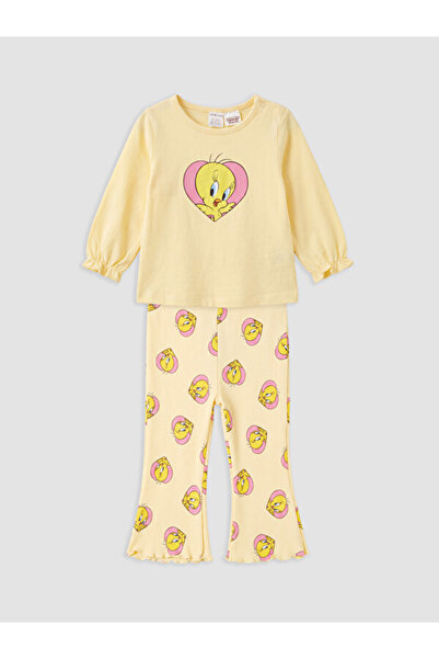 LC Waikiki Rmz Gi̇yi̇m Farkiyla Tweety Printed Baby Girl Set