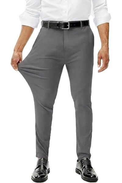 GENERAL Comdecevis Mens Stretch Dress Pants Slim Fit Skinny Wrinkle Free Expa...