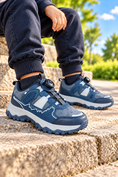 VestioStore Çocuk Lacivert Akıllı Bağcıklı Kalın Taban Outdoor Günlük Spor Ay...