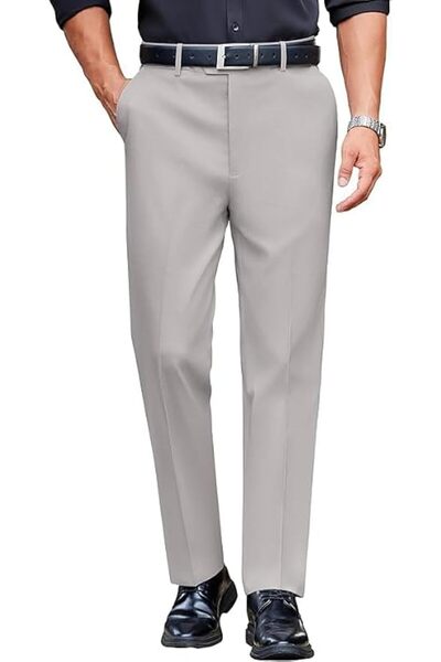 COOFANDY Mens Classic Casual Dress Pants Expandable Waist Suit Pant Slim Fit ...