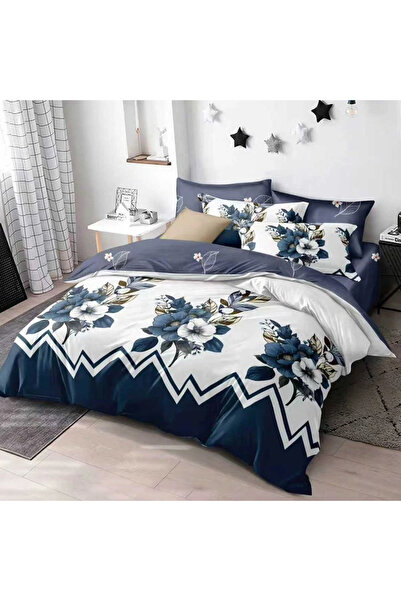 decorami Double bed linen with Stretchy, Finet, 6 pieces, White, Turquoise, f...