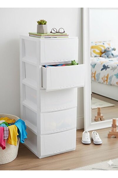 Generic Plastic Cabinet Storage Dresser and Closet Drawers Organizer (White-B...