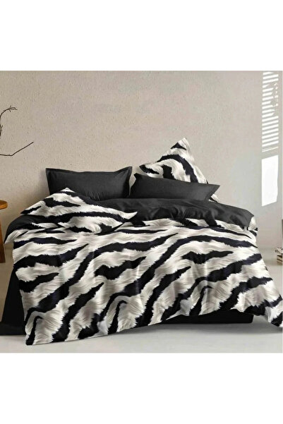 decorami Double bed linen with Stretchy, Finet, 6 pieces, Grey, Black, Animal...
