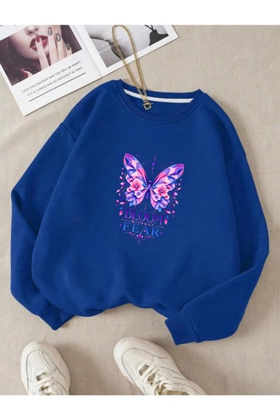 x-compass life Women's Winter Sweatshirt Purple Pink Butterfly Flower Printed...
